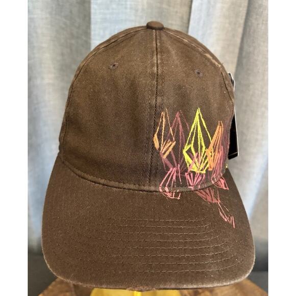 VOLCOM hat flexfit fitted brown Distressed Baseball cap Size Xsmall - Picture 2 of 16